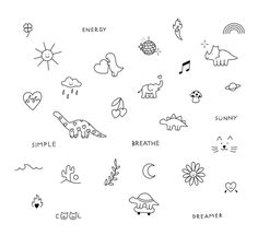 an image of some animals that are drawn in black and white on a white background