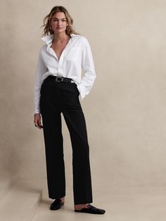 Sculpted Straight Pant | Banana Republic Factory Casual Teacher Outfits, Banana Republic Women, Banana Republic Factory, Banana Republic Pants, Straight Leg Trousers, Black Dress Pants, Stretch Dress, Straight Pants, Straight Leg Pants