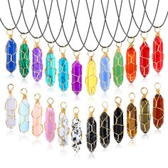 PRICES MAY VARY. 🎊Reliable Materials🎊The hexagonal shaped pendant charms are made of natural stones and alloy which are sturdy enough while beautifully made, moreover, artificial stones are of good quality and smooth to touch. You can make hexagonal pendants on your necklaces, bracelets to make jewelry unique styles. 🎊Package Include🎊 The 24 colors of Pendant Necklaces with tree wire wrapped, sturdy enough to wear and smooth to touch. All the crystal necklace set consists of 24 pieces of nat Diy Armband, Jewelry Making Kit, Stone Pendant Necklace, Diy Schmuck, Diy Bracelet, Crystal Necklace Pendant, Quartz Stone, Healing Crystal, Diy Necklace