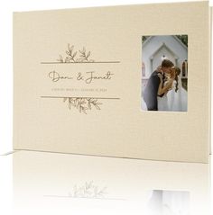 a wedding album with an image of a bride and groom