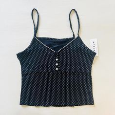 Bnwt Brandy Melville/John Galt Tiffany Polka Dot Button Tank Cotton Polka Dot Cotton Tops With Buttons, Summer Polka Dot Tops With Button Closure, Polka Dot Tops With Button Closure For Summer, Polka Dot Tank Top, John Galt, Brandy Melville Tops, Brandy Melville, Brandy, Fitness Inspo