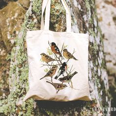 "This cute, nature-themed durable canvas tote is perfect for every day use. FEATURES ✦ * Design printed on both sides * Material: 100% cotton * Size: 15\" x 16\" * Handle Length: 20\" PRODUCTION + SHIPPING ✦ Each tote is made to order. Production typically takes 1-4 business days and shipping takes 3-5 business days. (US) **Shipping is FREE for orders over $35! CARE INSTRUCTIONS ✦ * Machine wash: cold (max 30C or 90F) * Non-chlorine: bleach as needed * Tumble dry: medium heat * Do not iron directly over the printed area - print may stick to the iron. * Heavy fabric (12 oz/yd² (406.9 g/m SPECIAL REQUESTS ✦ Looking for a different color or other customization? Shoot us a message and we will be happy to work with you! RETURNS + EXCHANGES ✦  We do our very best to create products you will love Botanical Canvas Bags For Everyday Use, Botanical Style Canvas Bags For Everyday Use, Botanical Cotton Canvas Bag For Everyday Use, Canvas Book Bag, Cottagecore Gifts, Art Tote Bag, Wild Bird, Cat Mug, Nature Themed