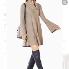 Sweater Dress. Bell Sleeves. Turtle Neck. Dress Bell Sleeves, Bcbgmaxazria Dresses, Asymmetrical Dress, Duster Coat, Bell Sleeves, Sweater Dress, Colorful Dresses, Tunic Tops, Turtle Neck