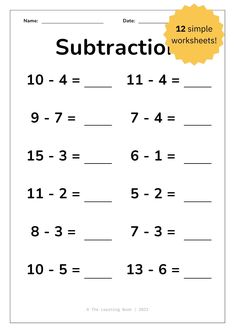 the subtraction worksheet for kids to practice subtract and addition skills