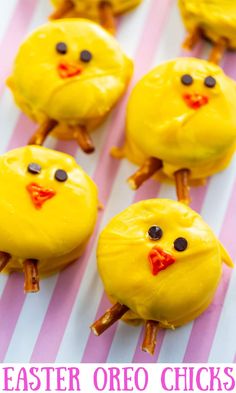 easter oreo chicks on sticks with chocolate eyes