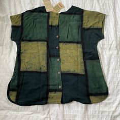 Green Patchwork Shirt From India Size S New With Tagsnever Worn Message For Measurements If Interested! Relaxed Fit Cotton Patchwork Tops, Green Cotton Patchwork Blouse, Green Patchwork Cotton Blouse, Green Patchwork Button-up Shirt, Green Cotton Blouse With Patchwork, Green Patchwork Shirt For Summer, Cotton Patchwork Button-up Tops, Casual Green Patchwork Tops, Casual Button-up Tops With Patchwork