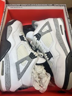 Nike Air Jordan 4 Retro, Nike Air Jordan 4, Trendy Shoes Sneakers, Dr Shoes, Nike Shoes Girls, Jordan Shoes Girls, Jordan Shoes Retro, White Cement, All Nike Shoes