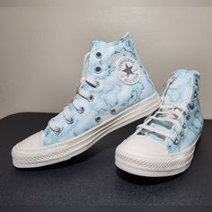 Converse Ctas Hi All Star High Top Light Dew Blue Women Canvas Sneakers Size 7.5 Brand New No Box We Always Carefully Package And Box Ship Asap. Pair In Photos Is The Exact Pair You Are Purchasing (Fe) Blue High-top Canvas Shoes With Speckled Midsole, Ocean Converse, Painted Converse High Tops, Cute Converse Shoes, Painted Converse, Custom Sneakers Diy, Cute Converse, Preppy Shoes, Cute Sneakers