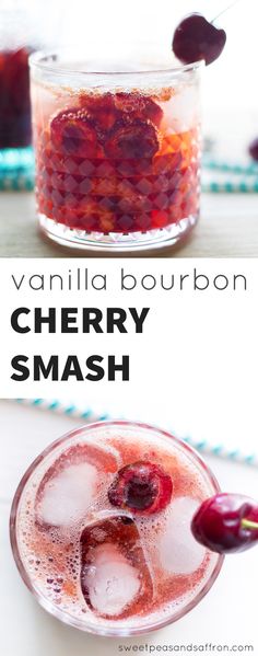 Smash Cocktails, Cherry Bourbon, Bourbon Cherries, Vanilla Bourbon, Bourbon Cocktail, Jello Shot, Fresh Cherry, Bourbon Drinks, Boozy Drinks