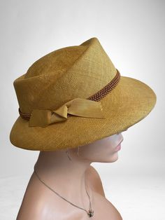 Small vintage hat in the style of the 1940s made from light Sisol in a beautiful warm golden yellow. This hat should not be missing from your vintage wardrobe. In this color it is a one-off piece, but you are welcome to contact me for other colors. Vintage Wardrobe, Vintage Hat, Golden Yellow, Hats Vintage, Sun Hats, Hats For Women, Caps Hats, Vintage Ladies, Accessories Hats