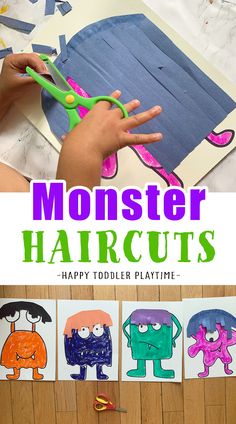 this is an image of monster haircuts for toddlers to make with paper and scissors