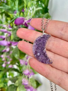 Amethyst Moon Pendant Necklace, Moon Necklace, Amethyst Necklace, Handmade, Ethical Jewellery, Gemstone Jewellery, Purple Pendant, Unique Handmade Celestial Amethyst Necklace, Amethyst Crystal Gift, Celestial Amethyst Moon Phase Jewelry, Celestial Moon Phase Amethyst Jewelry, Handmade Moon Shaped Amethyst Jewelry, Celestial Amethyst Purple Necklace, Celestial Purple Amethyst Necklace, Celestial Amethyst Moon Charm Jewelry, Celestial Amethyst Jewelry With Moon Charm