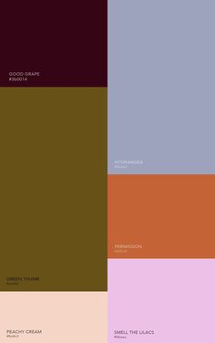 four different shades of brown, pink, and purple are shown in the same color scheme