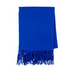 a blue towel with fringes on it