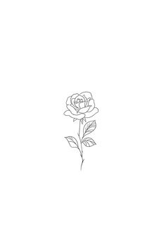 a black and white drawing of a single rose