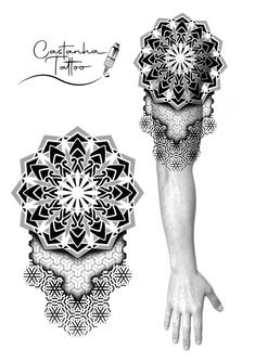 a drawing of a hand with an intricate design on it's arm and wrist