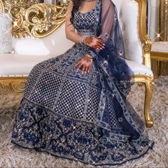 3 Pc Indian Bridal Lehenga, Wore Once, During My Reception. Good As New! Customized To Fit Petite Figure. Hand And Machine Embroidered. Blue Lehenga With Dupatta For Formal Occasion, Elegant Blue Sharara For Wedding, Elegant Blue Dupatta For Wedding, Formal Blue Gown With Resham Embroidery, Royal Blue Sharara For Wedding With Traditional Drape, Traditional Royal Blue Sharara For Wedding, Blue Lehenga With Zari Work For Wedding, Royal Blue Traditional Wear With Dupatta For Wedding, Wedding Traditional Wear In Royal Blue With Dupatta