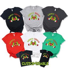 Custom Grinch Family Tshirt,Christmas Matching Grinch Squad Family Shirt,Christmas Family Pajamas Gift,Personalized Grinch Hand Heart Shirt 📢 🚨How To Order?🚨📢 📺 Please, check and review all photos 📐 Select Shirt Size and Color from Drop Down menu After choosing the color and size, you can write whatever you want in the personalization field. (If it's a customizable ad) and then add this tshirt to cart. Just do this for other t-shirts. You must collect all tshirts in the same basket and complete the payment. If you are in a hurry, you can purchase a Shipping upgrade on the checkout page. 🛀 Care Instructions - DO Inside out before wash, - DO warm/cold machine wash - DO NOT bleach, - DO NOT dry clean, - DO NOT iron directly onto the design 🚀 Shipping You can also see in the customer c Family Grinch Shirts, Grinch Tshirt Ideas, Grinch Tshirts, Grinch Christmas Shirts, Grinch Tshirt, Christmas Family Pajamas, Grinch Pajamas, December Ideas, Grinch Hand