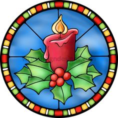 Stained Glass Christmas Candles- Round Metal Sign 8 Circle Candle Sign, Red Candle, Wreath Maker, Stained Glass Christmas, Holiday Signs, Red Candles, Christmas Sign, Christmas Paintings, Stained Glass Patterns