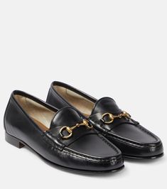 Horsebit 1953 leather loafers in black - Gucci | Mytheresa Equestrian Design, Gucci Loafers, Beautiful Snakes, Gucci Horsebit, Designer Pumps, Items To Buy, Clothing Wishlist, Footwear Design Women, Gucci Shoes