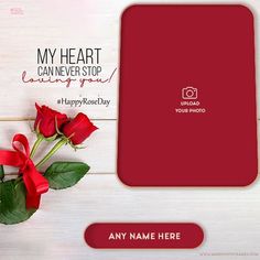 Happy Valentines Day Rose Photo Frame With Name Rose Day Card For Him, Friendship Day Photos, Birthday Card With Name