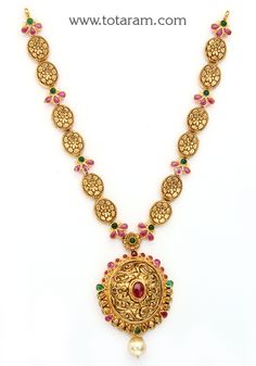 22 Karat Gold Necklace with Beads & Japanese Culture Pearl  (Temple Jewellery) - 235-GN4279 - in 23.250 Grams for USD $1833.49. 
Made in India by Totaram Jewelers Online this product is in Gold - 22 Karat BIS Hallmark 916 KDM Gold  & is an excellent gift for Adult - Women. Ships fully insured with secured guaranteed delivery for free with your order over $250 from New Jersey USA & comes with 30 days exchange policy. 22k Gold Jeweled Necklaces For Festivals, Gold Jeweled Necklaces With Round Beads, Gold Jeweled Temple Necklace For Festivals, Pearl Temple Jewellery, 22k Gold Necklace, Necklace With Beads, Temple Jewelry Necklace, Gold Temple Jewellery, 22k Gold Jewelry