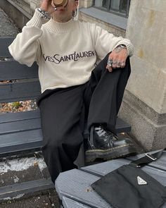 Mens Sweater Outfits, Doc Martens Outfit Men, Fall Mens Outfits, Softboy Outfits, Masculine Outfits, Go Viral On Tiktok, Dr Martens Outfit, Versatile Clothing