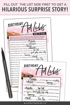 birthday wish list with pink watercolor background