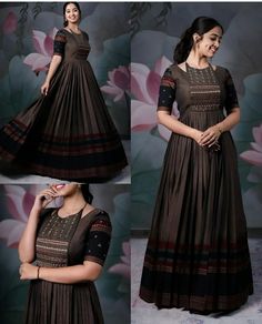 Gown Dress From Saree, Long Gown Dress From Saree, Saree To Dress, Dress From Saree, Dress Stitching Ideas, Dress Stitching, Dress Saree