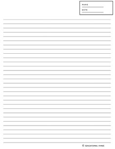 a blank lined notepad with the words, name and date on it