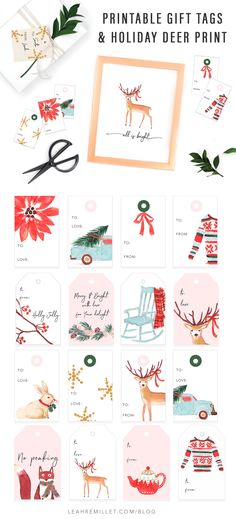 christmas gift tags and holiday deer printables