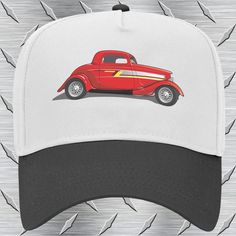 Remember those Cool Cars from back in the day made Famous by a Movie or TV Show? Now you can own your Favorite one Printed on a Top Quality Baseball Cap. Adult One Size Fits Most Plastic Adjustable Snap Back Full Color Image Printed Approximately 4" Wide All of our Famous Car Hats are created using Premium OTTO Caps and Top Quality Inks for extra durability. Retro White Six-panel Baseball Cap, Vintage White Fitted Hat With Curved Brim, White Vintage Fitted Hat With Curved Brim, Vintage White Baseball Cap With Curved Bill, Retro White Six-panel Hat, White Vintage Six-panel Hat, Retro White Six-panel Trucker Hat, Retro White Baseball Cap, White Retro Flat Bill Baseball Cap