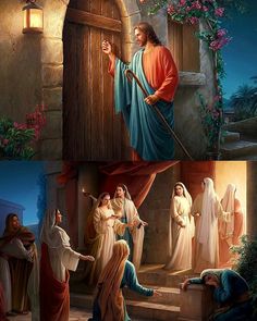 the three images show jesus and his people