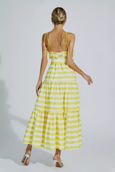 Summer Vacation Dress, Vacation Dress, Midi Slip Dress, Mid Length Dresses, Yellow Stripes, Product Images, Suspenders, Summer Vacation, Mid Length