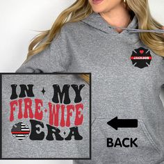 Personalized Fire Wife Sweatshirt, Hoodie, Long Sleeve Tee or T-shirt is the perfect gift for a fireman's wife or wife to be for her birthday, wedding, Christmas or anniversary!    In the personalization box, enter your firefighter's name or number that you would like on the front pocket. (Ex: Jackson or 3602) T-shirt: This is made with the Bella & Canvas 3001 classic unisex jersey short sleeve tee.  It fits like a well-loved favorite, soft cotton and quality print make users fall in love with i Wife Sweatshirt, Fire Wife, Wife To Be, Oreo Recipes, Firefighter Wife, Wedding Christmas, Sweatshirt Hoodie, Personalized Custom, Firefighter