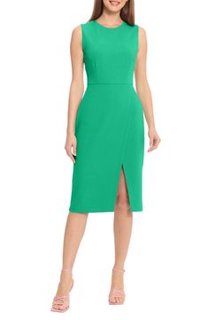 Maggy London Sleeveless Wrap Knee Length Dress | Nordstromrack Maggy London, Sleeveless Sheath Dress, Jumper Dress, Knee Length Dress, Sheath Dress, Mother Of The Bride, Lay Flat, Nordstrom Rack, Knee Length