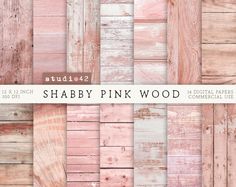 shabby pink wood digital paper pack