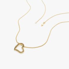 14k Gold Open Heart Shaped Charm Necklace – FERKOS FJ Open Heart, Gold Yellow, Charm Necklace, Solid Gold, Heart Shapes, Gold Color, Jewelry Accessories, White Gold, Yellow Gold