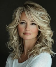 Top 51 Medium-Length Hairstyles For Women Over 60: Elegant Looks For Fine Hair - Hair Trend Guide Shag Haircut Choppy Layers, Haircut Choppy Layers, Middle Age Hairstyles, Long Shag Haircut Choppy Layers, Hair Styles For 50, Hairstyles For Over 50, Perfect Curly Hair, Medium Length Curls, Blonde Layered Hair