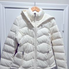 White Calvin Klein Hooded Puffer Coat Size Medium - Nwt Winter White Outerwear With Adjustable Hood, White Winter Outerwear With Adjustable Hood, Cream Outerwear With Double-lined Hood For Cold Weather, Winter White Outerwear With Double-lined Hood, Winter White Outerwear With Double-lined Hood For Cold Weather, Winter White Outerwear With Detachable Hood For Fall, White Spring Outerwear With Double-lined Hood, White Hooded Jacket With Detachable Hood For Fall, Winter White Double-lined Hood Outerwear For Fall