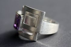 "🌍 FREE DHL Express SHIPPING WORLDWIDE, Delivery in just 2-3 days 💝Spring Sales 10% Personalized gift for her, rings for women, boyfriend Christmas gift February Birthstone, Amethyst is the perfect Valentine's gift for men and women. Woman's unique piece of jewellery, Amethyst \"square\" cut, ultra violet handcrafted beautifully, set on Sterling Silver white-gold plated. Remarkable gemstone, an Amethyst 10x7mm and weight 3,85ct set on this bold, amazing geometric design, made of Sterling Silve Modern Amethyst Ring As Gift, Modernist Gemstone Rings For Anniversary, Modern Sterling Silver Amethyst Ring For Formal Occasions, Modern Purple Ring, Modern Amethyst Ring Perfect As A Gift, Modern Purple Amethyst Ring For Anniversary, Modern Sterling Silver Amethyst Ring, Modern Rings With Unique Design For Anniversary, Modern Purple Wedding Jewelry