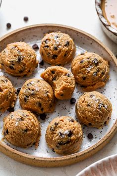 chocolate chip muffins in a bowl on a table