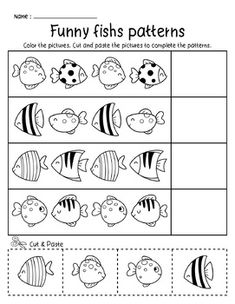 the fish pattern worksheet for children