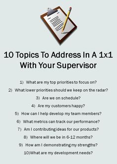 the top ten tips to address in a 1x1 with your supervisor