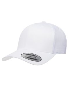 Adult Retro Trucker Cap - WHITE - OS | Yupoong Adult Retro Trucker Cap in White | Cotton/Polyester Blend FFT, FFMC, FF, MC, CA, W, T Custom Embroidered Hats, Sport Hat, Embroidered Hats, Clothing Logo, New Years Sales, Snap Backs, Green Camo, Black Charcoal, Trucker Cap