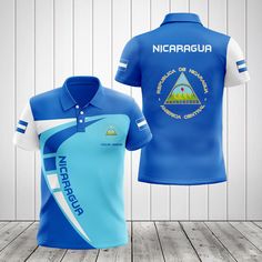 Custom Name Nicaragua Flag Sport Style Shirts These shirts are custom-made-to-order and handcrafted to the highest quality standards. Each shirt is constructed from a premium polyester blend that is ultra-soft and incredibly comfortable. Features a specialty high definition heat-dye application that ensures long lasting color vibrancy even after machine washing. Fabric is durable and resistant to wrinkles, shrinking and mildew. Each shirt is custom printed, cut and sewn just for you when you pla Blue Short Sleeve Polo Shirt With Sublimation Print, Fitted Moisture-wicking Cotton Shirt, Fitted Cotton Shirt With Moisture-wicking, Custom Print Cotton Sports Shirt, Sports Cotton Shirt With Custom Print, Cotton Sports Shirt With Custom Print, Blue Fitted Shirt With Custom Print, Fitted Blue Shirt With Custom Print, Fitted Blue Shirt With Sublimation Print