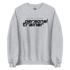 Looking for a unique and cool gift idea for your personal trainer? Look no further than our certified personal trainer sweatshirt! This stylish design features a modern "certified personal trainer" graphic on the front, perfect for showing off your dedication to fitness and training.  this comfortable sweatshirt is perfect for working out or just hanging out around the house. Give the gift of fitness this holiday season with our certified personal trainer sweatshirt! 👕 Unisex Crew Neck Sweatshi Sports Workout, Certified Personal Trainer, Fitness Instructor, Cricut Ideas, Gym Outfit, Personal Trainer, Stylish Design, Workout Clothes, Design Features