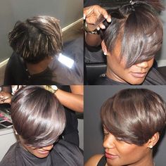 @alstyling Relaxer Styles, Pixie Hairstyles For Black Women, Short Pixie Hairstyles, Curly Pixie Haircuts, Haute Hair, Front Hair, Pelo Afro, Front Hair Styles