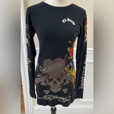 Nwt! Ed Hardy Love Kills Knit Dress. Cool Skull Design. Sexy Light Stretch Knit Confirms To The Body. Size 2 Black Fitted Sweater Dress With Crew Neck, Black Fitted Crew Neck Sweater Dress, Jamaica Fits, Ed Hardy Shirt, Dc Skate, Red Tunic Top, Tattoo Dress, Love Kills, Halter Sundress