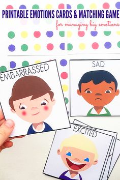 printable emotions cards and matching game for kids